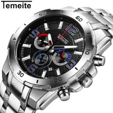 TEMEITE 001G-6 Men's Watch Waterproof Shockproof Analog Men's clock 2019 Brand Luxury Watches Mens 2019 quartz Full Steel